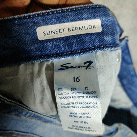 Seven 7 Denim Shorts Womens 16 Blue Distressed Sunset Bermuda Beach Basic Summer - Picture 5 of 9